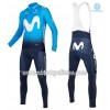 Tenue Maillot M/L + Collant à Bretelles 2018 Movistar Team Hiver Thermal Fleece N001